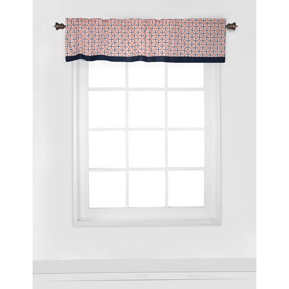 Tribal Olivia Coral/Navy Window Treatments Curtain Panel/Valance
