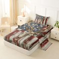 thumbnail image 2 of Manfei Deer Skull Twin Sheets,Vintage Usa Flag Bedding,3 Pieces,1 Fitted Sheet and 1 Pillowcase, 2 of 6