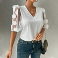 thumbnail image 4 of Karight Tops for Women Trendy Floral Lace Sleeve Round Neck Dressy Blouse Casual Summer Work Business Outfits, 4 of 9