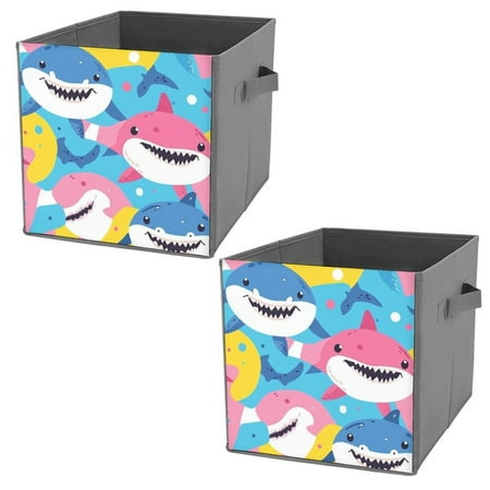 

ZHANGS Merry Shark Smiling-703 Cube Storage Box With Handle Collapsible Storage Bins Portable Open Home Storage Bins Closet Organizers Box For Books Toys Clothes Or Toys