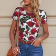 thumbnail image 4 of Goofa Rose Flowers Printed Women Rash Guard Short Sleeve,Tummy control Swimsuit Surfing Swimsuit Bathing Suit One Piece Swimsuit UPF 50-X-Large, 4 of 9