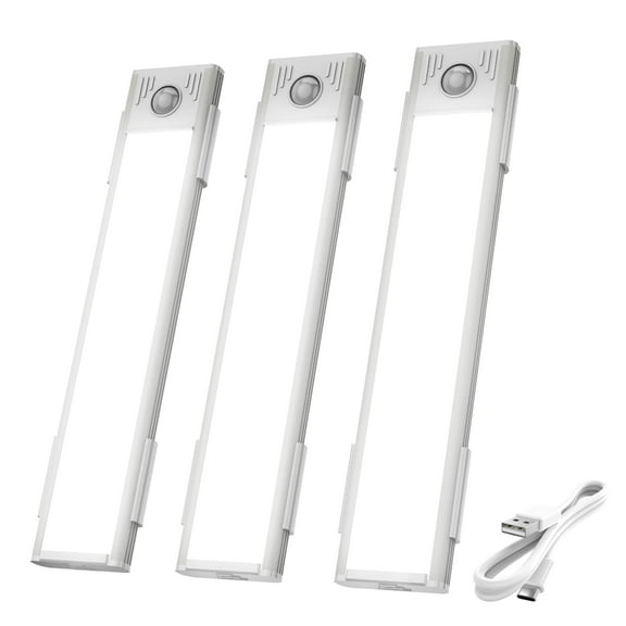 Tzumi Under Cabinet Lights Dimmable LED Light Bar with Magnetic Mount, 3-Pack, USB-Rechargeable
