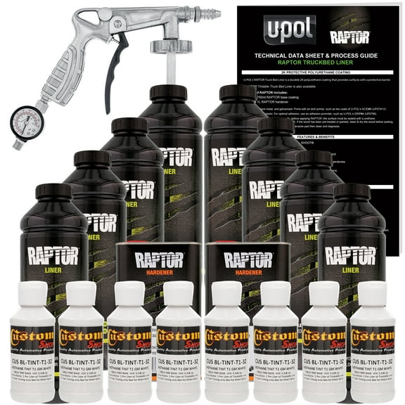 Raptor GM White Urethane Spray-On Truck Bed Liner Spray Gun, 8 Liters