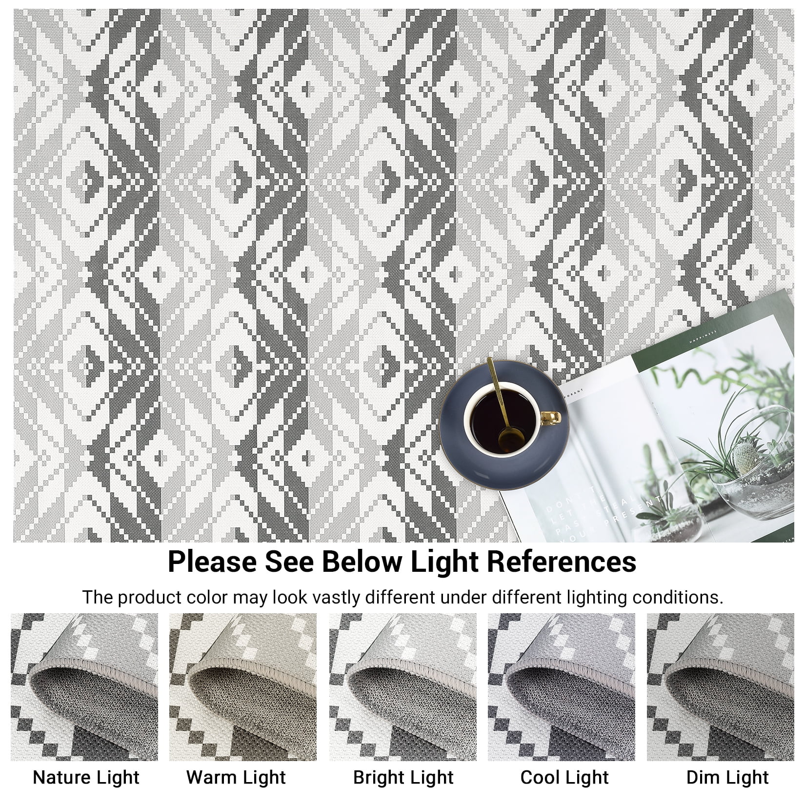 Senfot 5x8 Indoor Outdoor Area Rug Waterproof Modern Print Pattern Non-Slip Floor Carpet Stain Resistant for Patio Backyard Living Room Black White