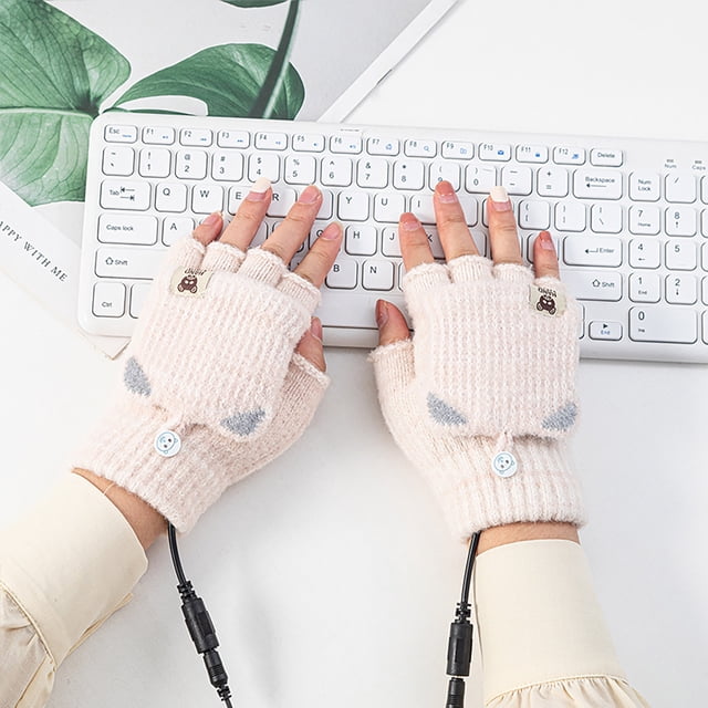 Smart USB Rechargeable Winter Cold Protection Warmth Heating Plush Gloves Washable Warm Hand Treasure