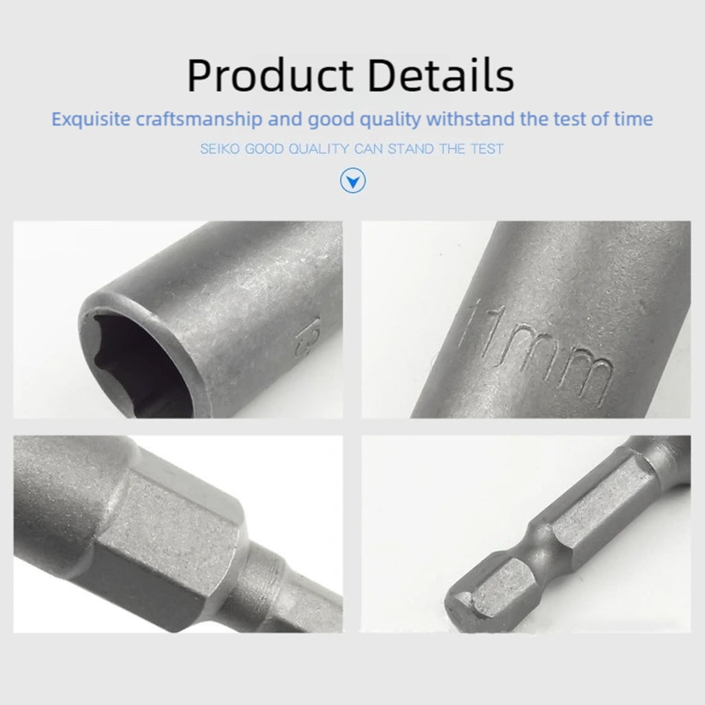 1/4inch Shank Hexagonal Nut Driver Wing Nut Driver Socket 5.5-19mm Slot Wing Nut Drill Bit Socket For Eye Screws Hook Bolt