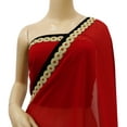 thumbnail image 2 of Atasi Indian Women's Sari Solid Maroon Georgette Saree With Blouse Piece, 2 of 7