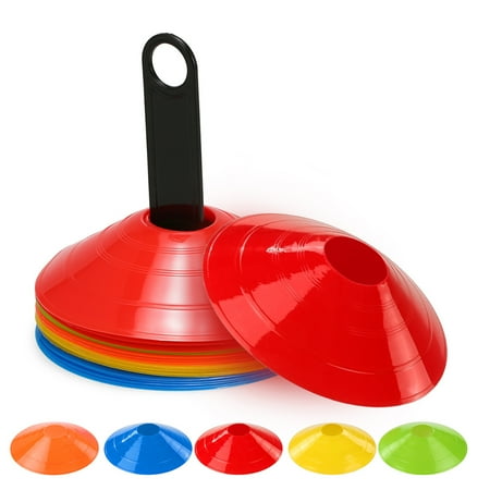 Tomfoto 25pcs Disc Cone Set Multi Sport Training Space Cones with Stand Holder for Soccer Football Ball Disc Training Cones Field Markers