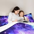 thumbnail image 5 of Homewish Galaxy Starry Sky Bedding Comforter Set,Gradient Purple Blue Twin Comforter Sets,Universe Theme Bedding Set For Kids,Ultra Soft Home Decor Reversible,2 Pieces, 5 of 8