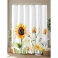 thumbnail image 4 of Pastoral Sunflowers Shower Curtain, Farmhouse Floral Plants Leaves Waterproof Shower Curtain Set with 12 Hooks Lightweight Washable Fabric Shower Curtains for Bathroom 48x72 Inches, 4 of 6