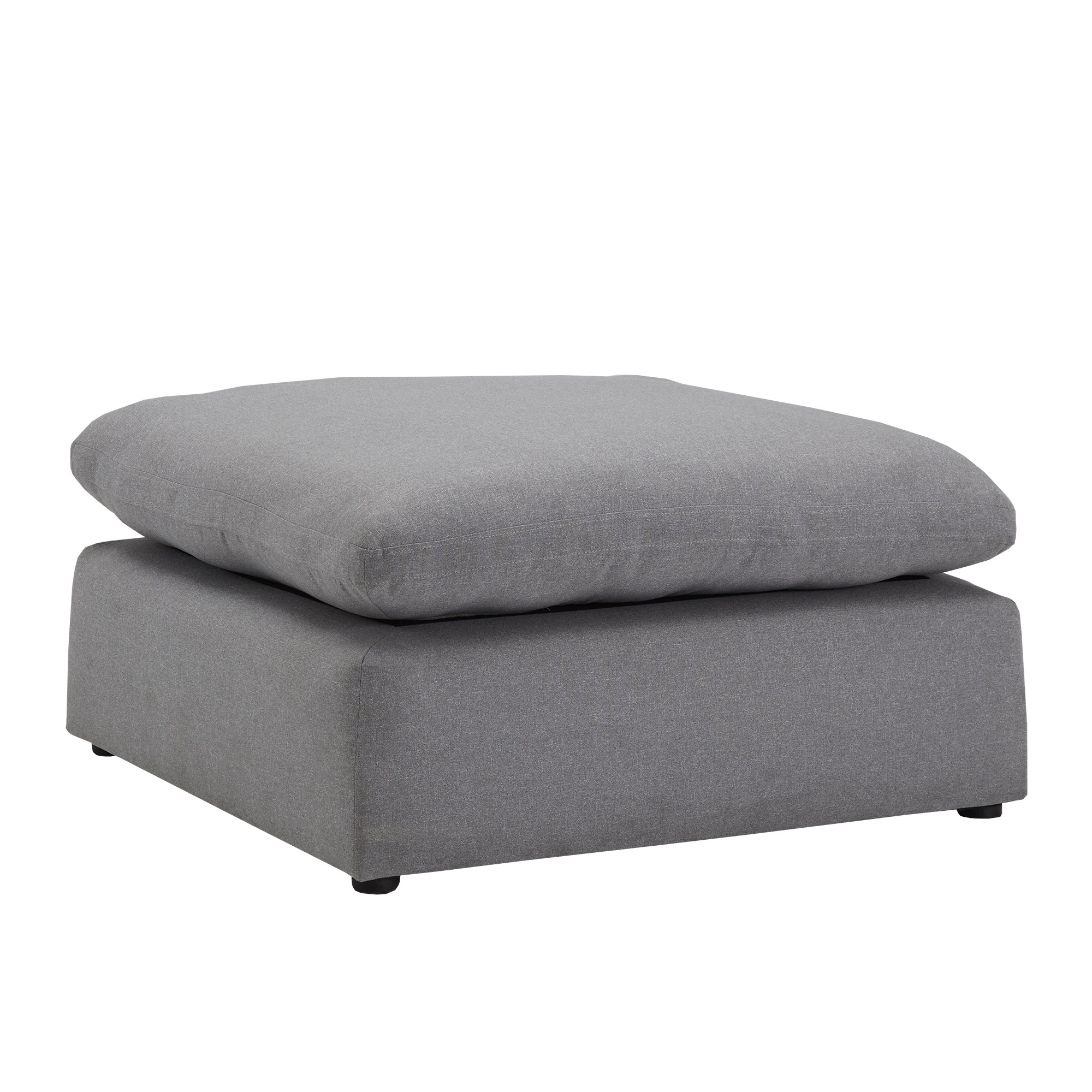 Weston Home Monico Grey Linen Weave Down Blend Ottoman, Ottoman Only