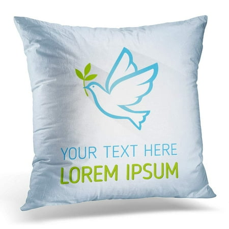 - ECCOT Blue Freedom Flat Silhouette Dove with Olive Branch Peace Pigeon White Globe Pillowcase Pillow Cover Cushion Case 18x18 inch