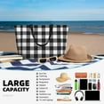thumbnail image 5 of Pofeuu Black White Plaid Print Beach Bag,Waterproof Sandproof Beach Tote Bag, Large Capacity Foldable Beach Bags for Women, 5 of 7