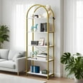 thumbnail image 3 of Memoryfield 5 Tier Arched Bookshelf, Industrial Open Back Bookcase, Modern Freestanding Display Shelving Unit Storage Rack with Metal Frame for Bedroom Living Room, White, 3 of 8