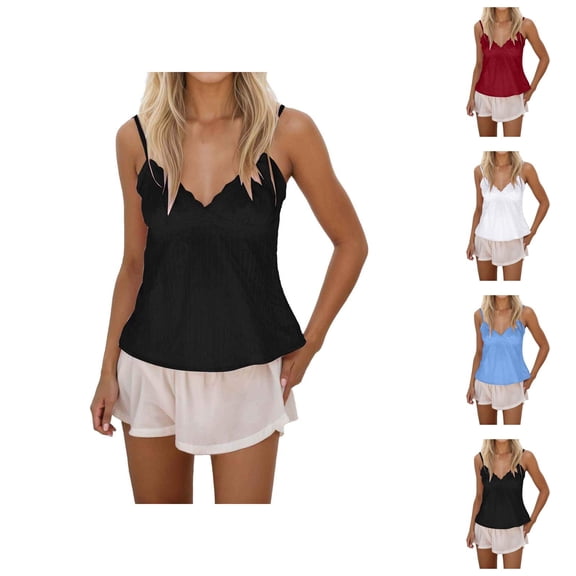 Camisole Tops for Women Y2k V Neck Lace Neckline Backless Spaghetti Strap Cami Tank Tops Summer Outfits