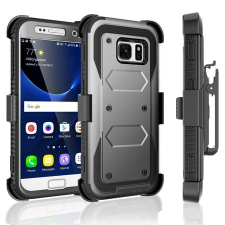Galaxy S7 Case, Tekcoo [TShell Series] Shock Absorbing [Built-in Screen Protector] Holster Locking Belt Clip Defender Heavy Case Cover For Samsung Galaxy S7 S VII G930 GS7 All Carriers
