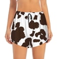 thumbnail image 4 of Lsque Brown Cow Printed Women's Running Shorts with Liner Pockets,Elastic Quick Dry Workout Athletic Gym Yoga Shorts,Womens High Waist Shorts-Large, 4 of 9