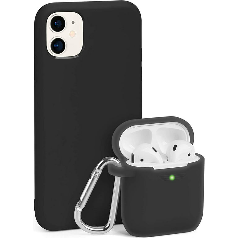 Planlagt At hoppe Entreprenør iPhone 11 Case and Airpods Case Same Color Bundle Set, Silicone Thin Smooth  Full Covered [Enhanced Camera Protection] GMYLE for Apple iPhone 11 6.1"  with Airpods 1, 2 Case (Black) - Walmart.com