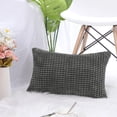 thumbnail image 2 of PiccoCasa Soft Corduroy Striped Velvet Decorative Throw Pillow Cusion Cover Dark Grey 12" x 18", 2 of 8