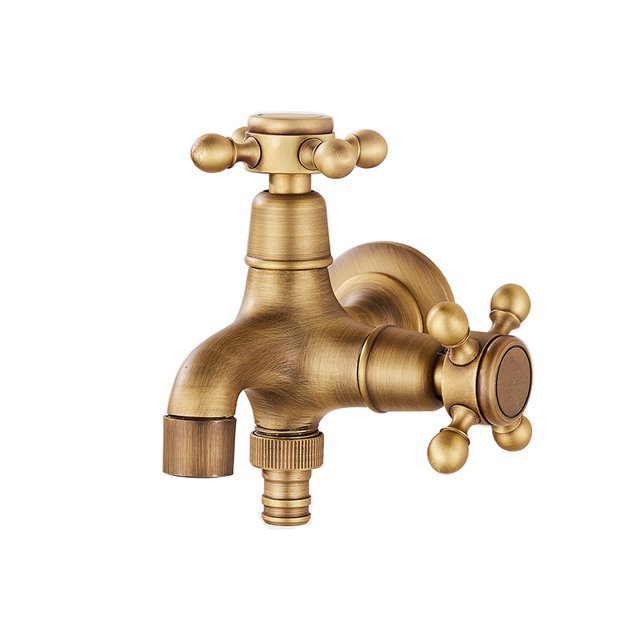 Grifo antiguo estilo europeo de doble uso fregona grifo de piscina baño montado en la pared jardín al aire libre grifo de latón Vintage JFHHH pequeña