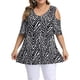 thumbnail image 2 of Camisa de mujer Blusa estampada con hombros descubiertos y manga corta con cuello en V, Negro, 5XL sidaley AP002468-20, 2 of 5