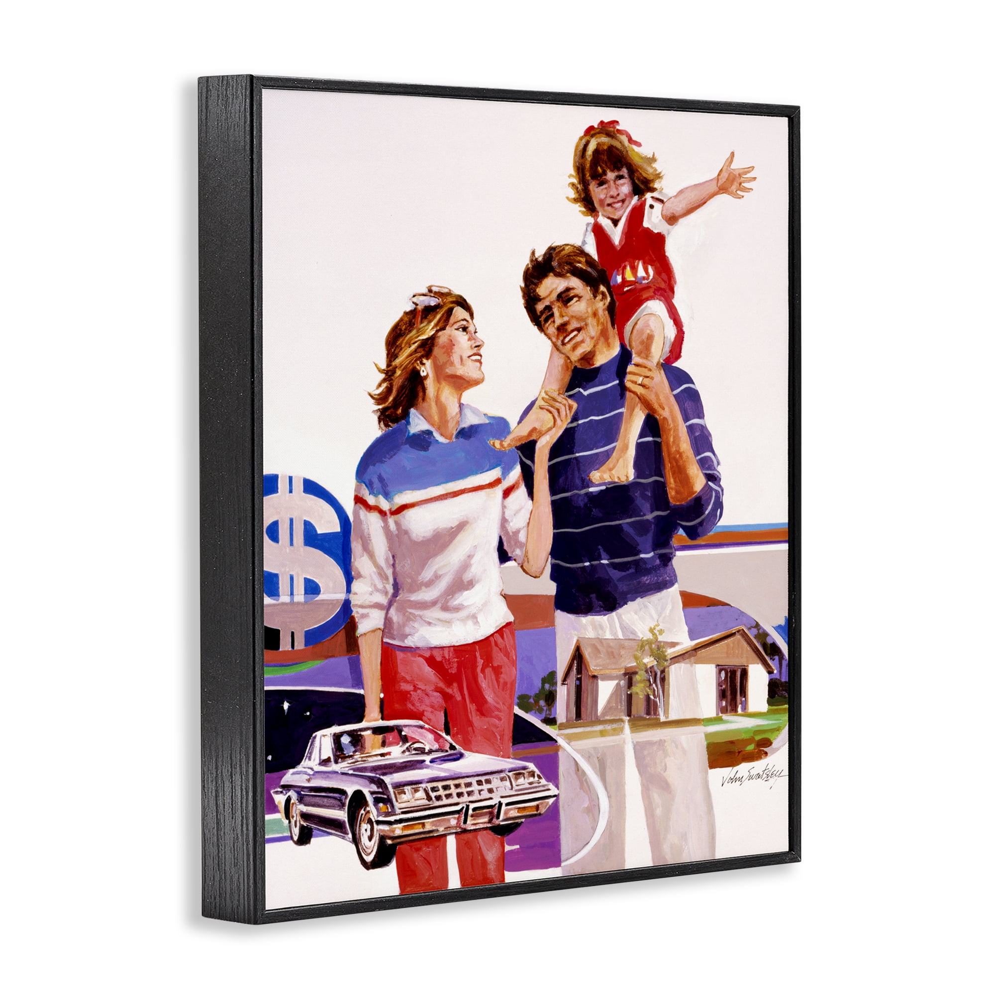 Retro Family Nostalgia Portrait Black Framed Giclee Art, design by Wind River Studios