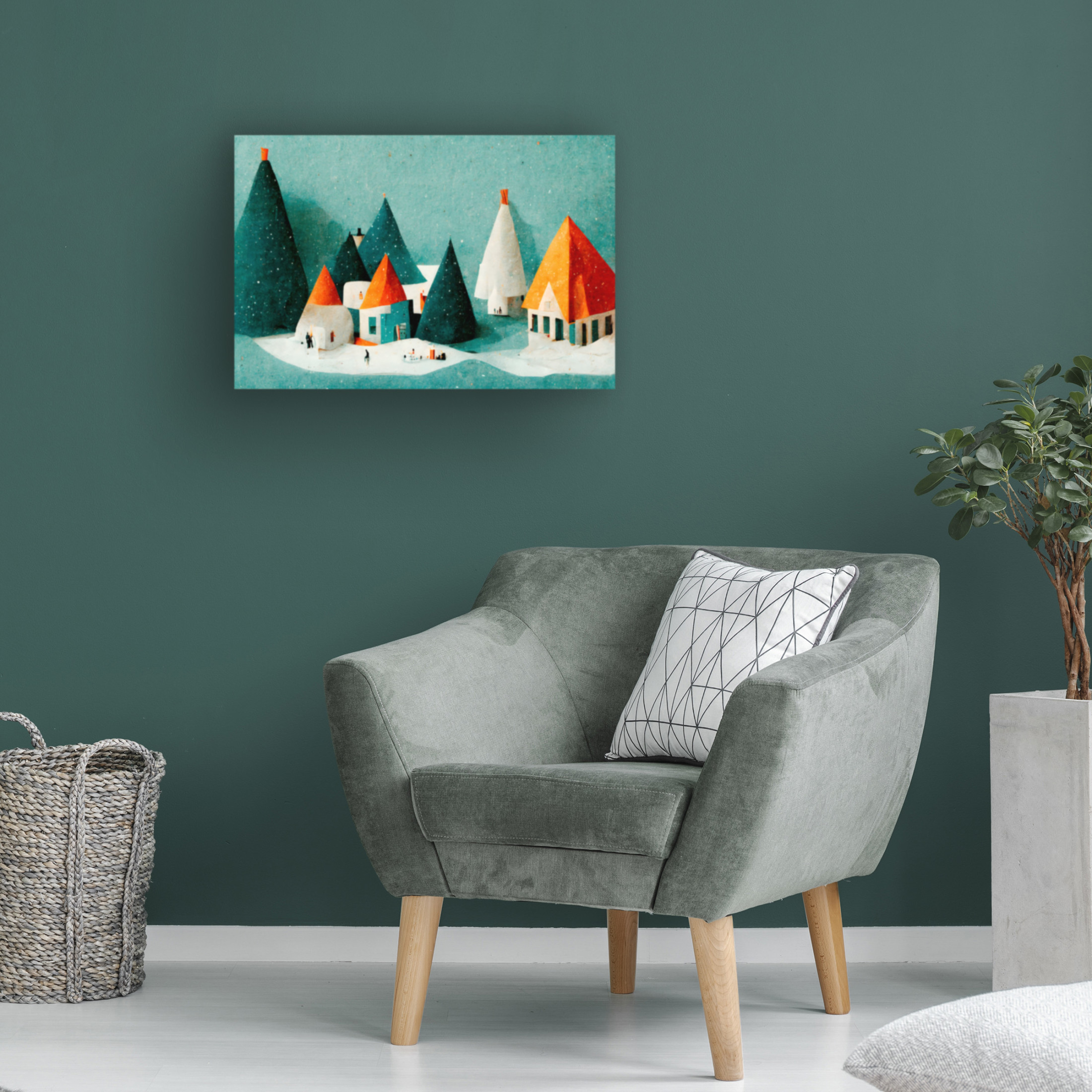 Canvas Wall Art - Treechild 'Cute Paper Village' Wall Art for Living Room, Bedroom, or Office D?cor by Trademark Fine Art - 24 x 16 Inches