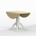 thumbnail image 6 of 5-PC - 42" Round Double Drop-Leaf Dining Table + Double X-Back Dining Chairs Dining Set in White/Natural, 6 of 10