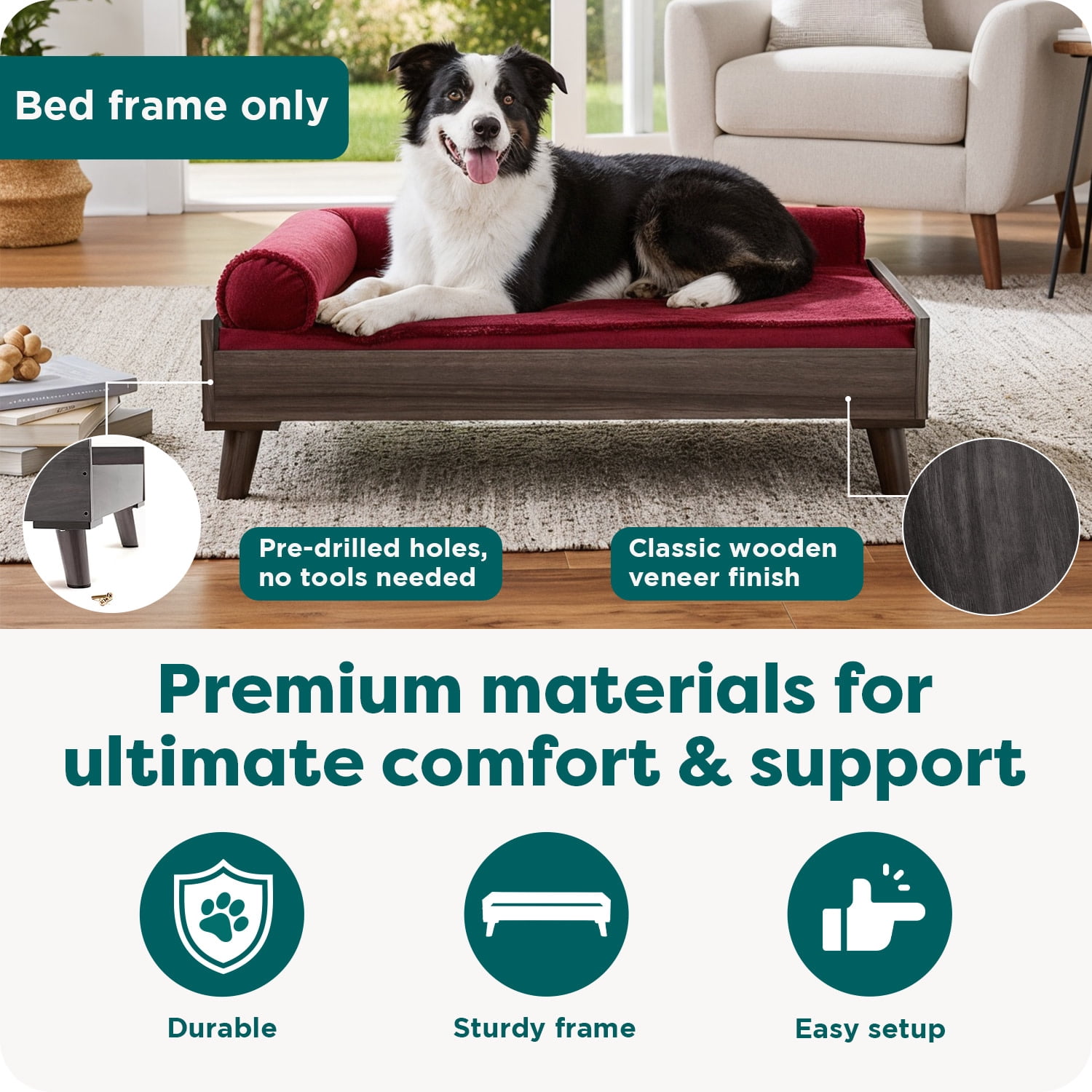 FurHaven | Bed Frame for Pet Beds & Mattresses, Gray, Large