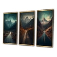 thumbnail image 3 of Designart "Misty Mountain Solitude Journey to the Summit" Meadow Framed Wall Art Set Of 3 - Blue Traditional Frame Canvas Set For Living Room Decor, 3 of 6