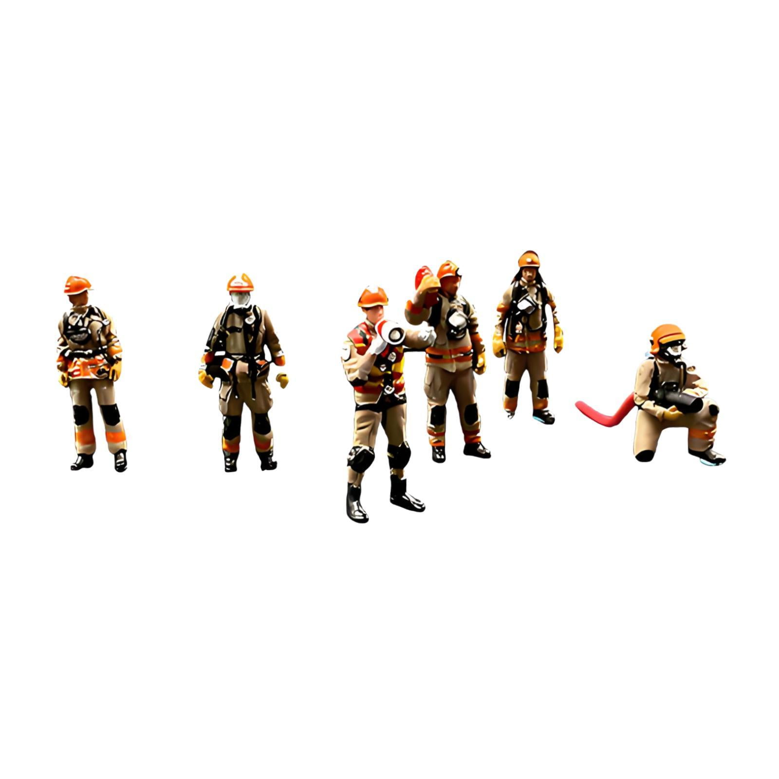 LeeQinersw Miniature 1:64 Firefighter Figures Realistic for Photography Props DIY Scene Style C