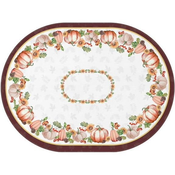 Oval Thanksgiving Tablecloth Fall Table Cloth Pumpkin Color Table Cloths for Autumn Home Decor, 54x72 inch Tablecloths