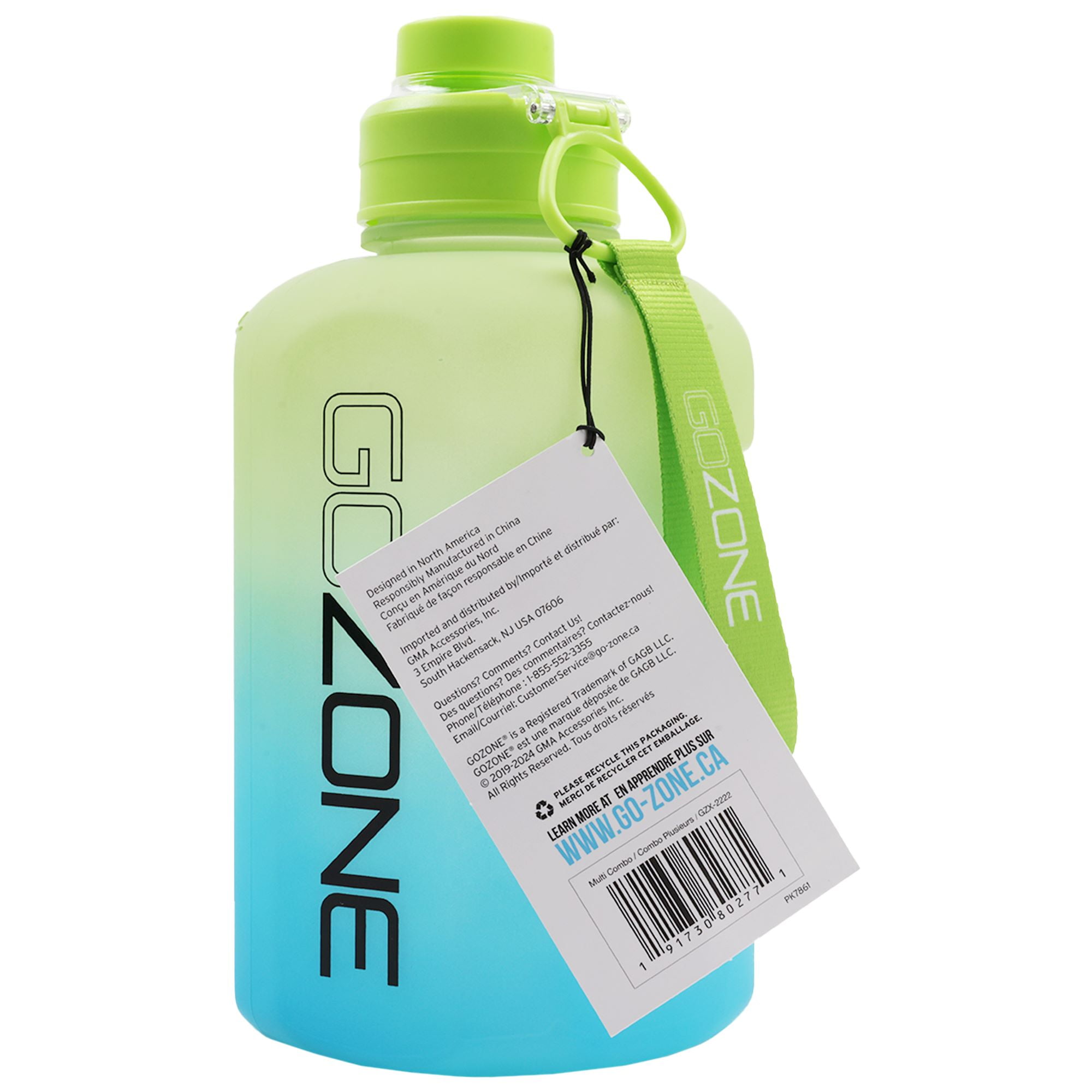 GoZone Water Bottle Jug, Half Gallon Sports Water Jug with Carry Handle, Multi, 74 oz