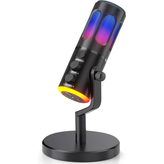 SU8 USB Gaming Microphone, XLR Condenser Gaming Microphone for PS5, PC, Podcast Mic with Mute, Gain, RGB Control, PC Computer Mic for Gaming Streaming Recording Studio YouTube Online Chat