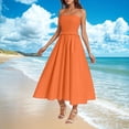 thumbnail image 5 of NXMZXB Women's Summer Maxi Dress 2025 Loose Fit Casual Boho Sleeveless Spaghetti Strap Smocked Tiered Long Beach Sundresses Orange S, 5 of 9