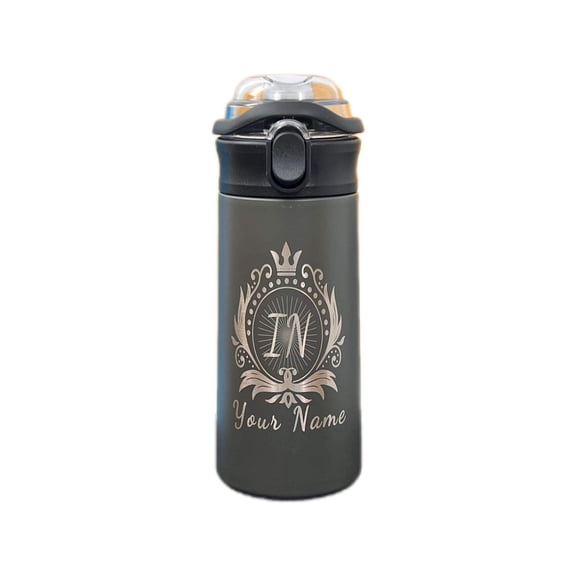 Kids Custom Name Tumblers, Black Stainless Steel Double-Walled Tumbler, 16.9 oz