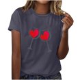 thumbnail image 1 of Diufon Hauts de la Saint-Valentin pour Femmes Décontracté Manches Courtes Col Rond Pull Chemise Imprimé Graphique Mignon Tendance, 1 of 5