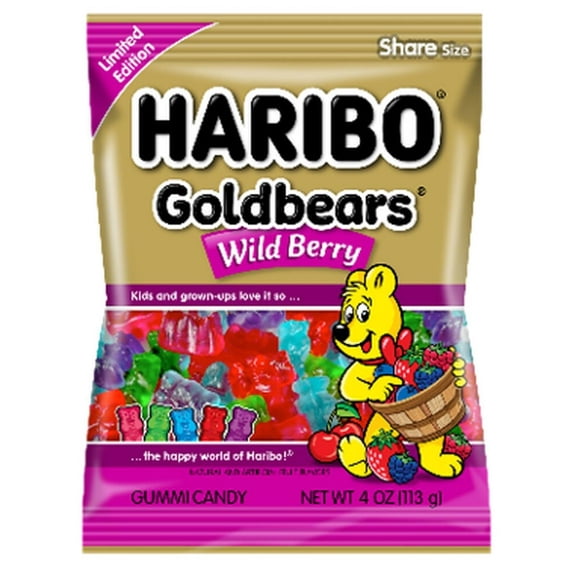Haribo Goldbears Wild Berry Gummi Candy – 12 Pack, 4 oz Limited Edition Bags, Fruity Berry Gummies