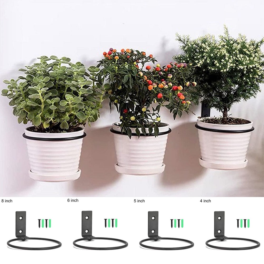 UDIYO Flower Pot Holder Ring Wall Mounted Metal Planter Hooks Hangers ...