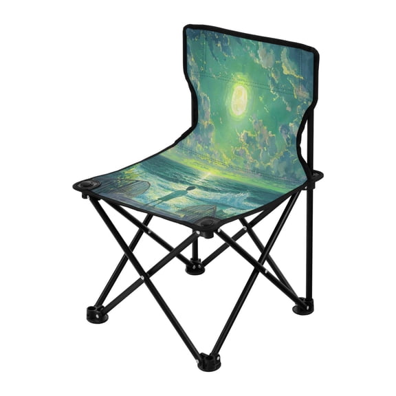 Outdoor Folding Chair 14.46x14.46x22.83 Inches, Camping Folding Chair Easy to Carry Ideal for Outdoor Picnics Camping Park Fishing Green Moon