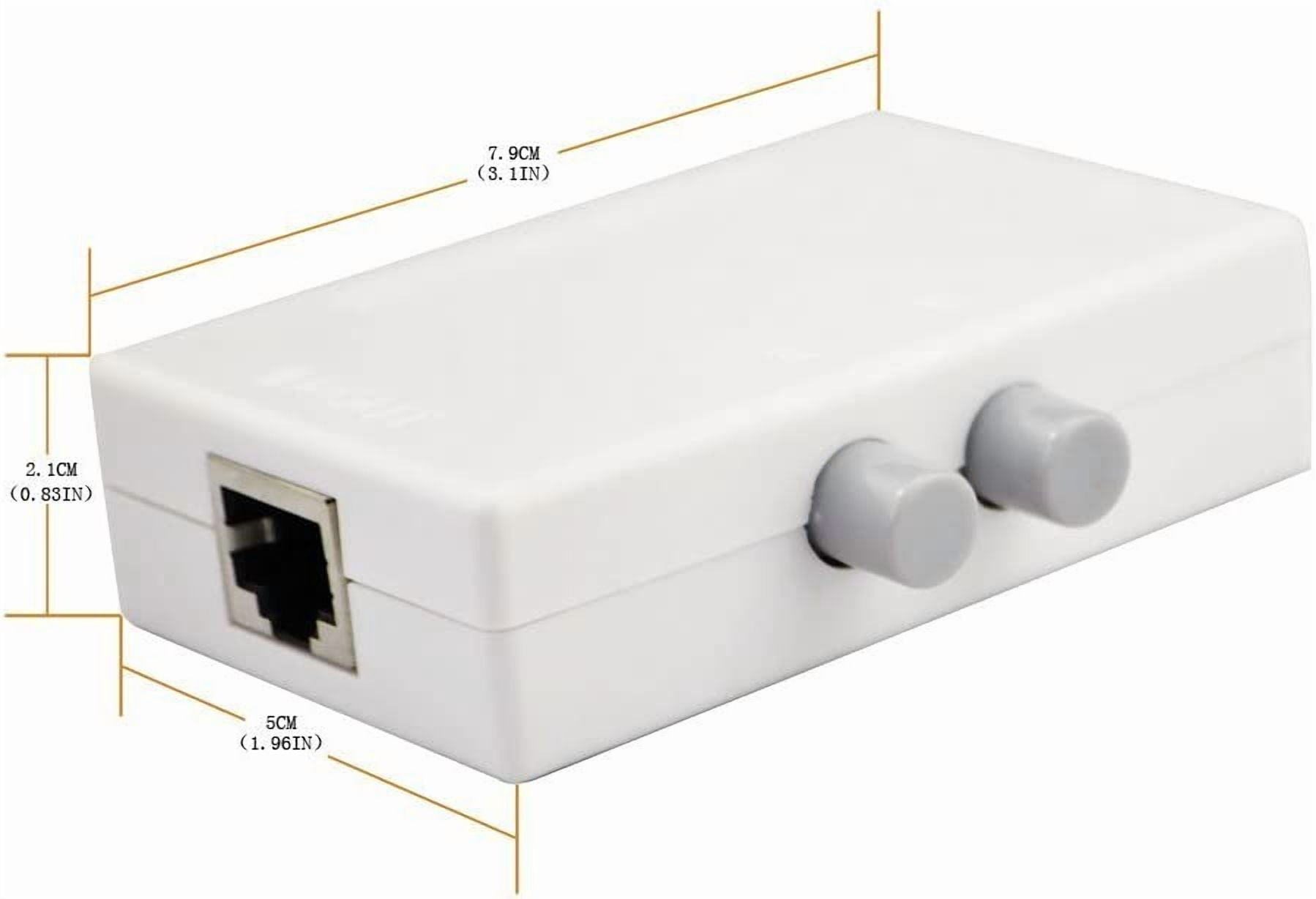 RJ45 Splitter Selector Switch, 2 Ports Network Switch Splitter Selector Hub 2-in 1-Out or 1-in 2-Out 100M t 2-Way RJ45 Ethernet Network Push Button Metal Mini Switch Box