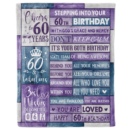 HiiKaa 60th Birthday Blanket Gifts for Women Her 60 Year Old Fabulous Gifts for Women Fiftieth Throw Blanket 60 x50 Purple