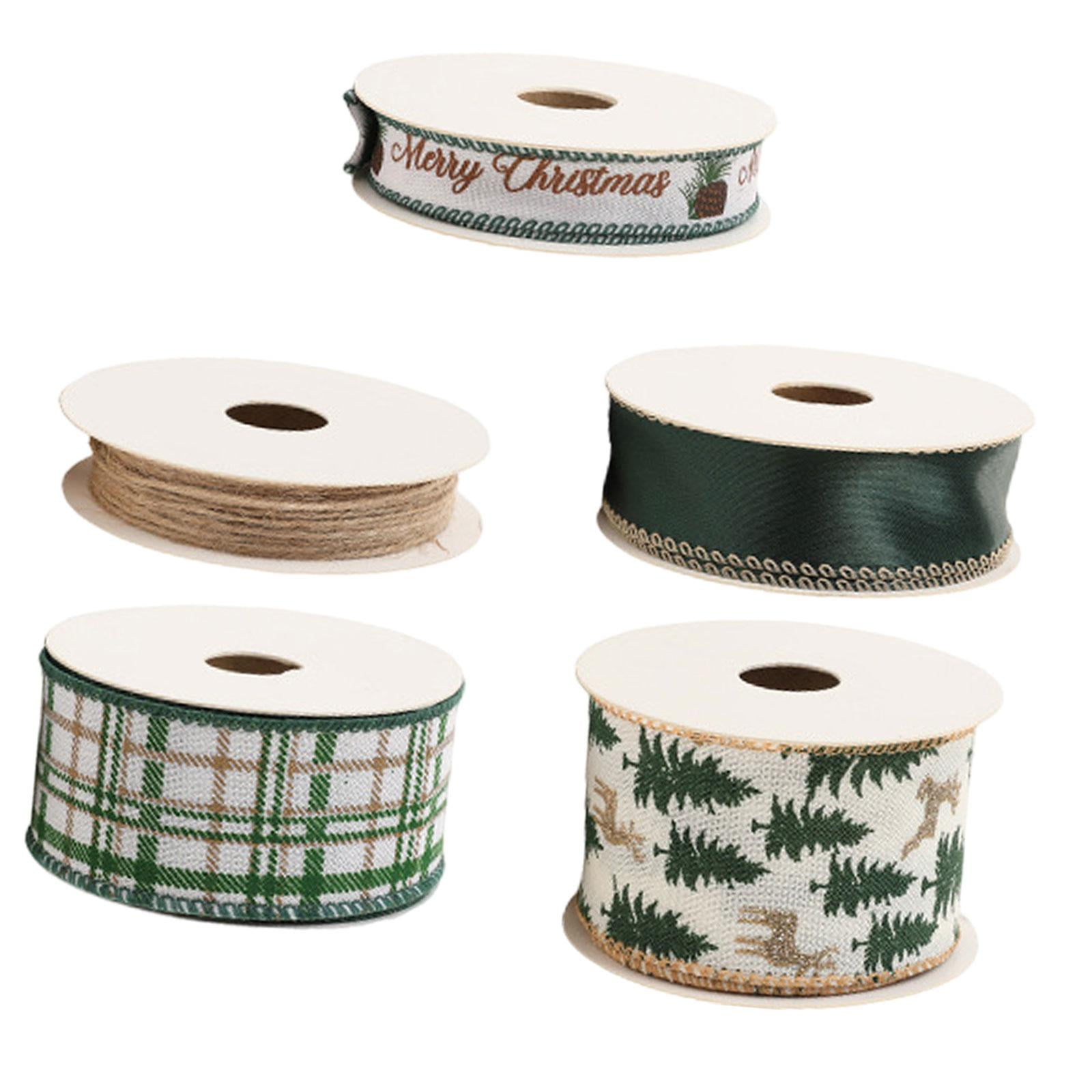 Tachiuwa Christmas Ribbons DIY Christmas Tree Ribbon for Cake Boxes Wreath Bow Making Green