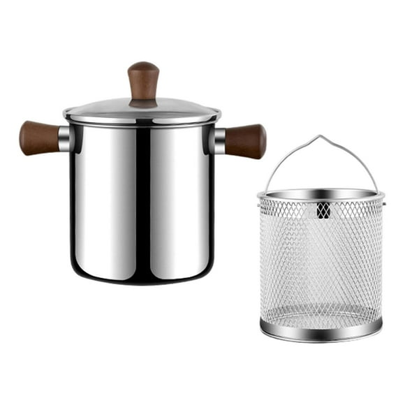 Luzkey Petite Casserole à Friture Profonde Casserole à Friture Profonde avec Passoire Outil de Cuisson Petite Casserole avec Poignée Poêle de Cuisine pour Viande Séchée Croustilles L
