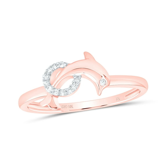 10kt Rose Gold 1/20 Cttw Natural Diamond Dolphin Wedding Engagement Anniversary Ring, Women Size: 5-9