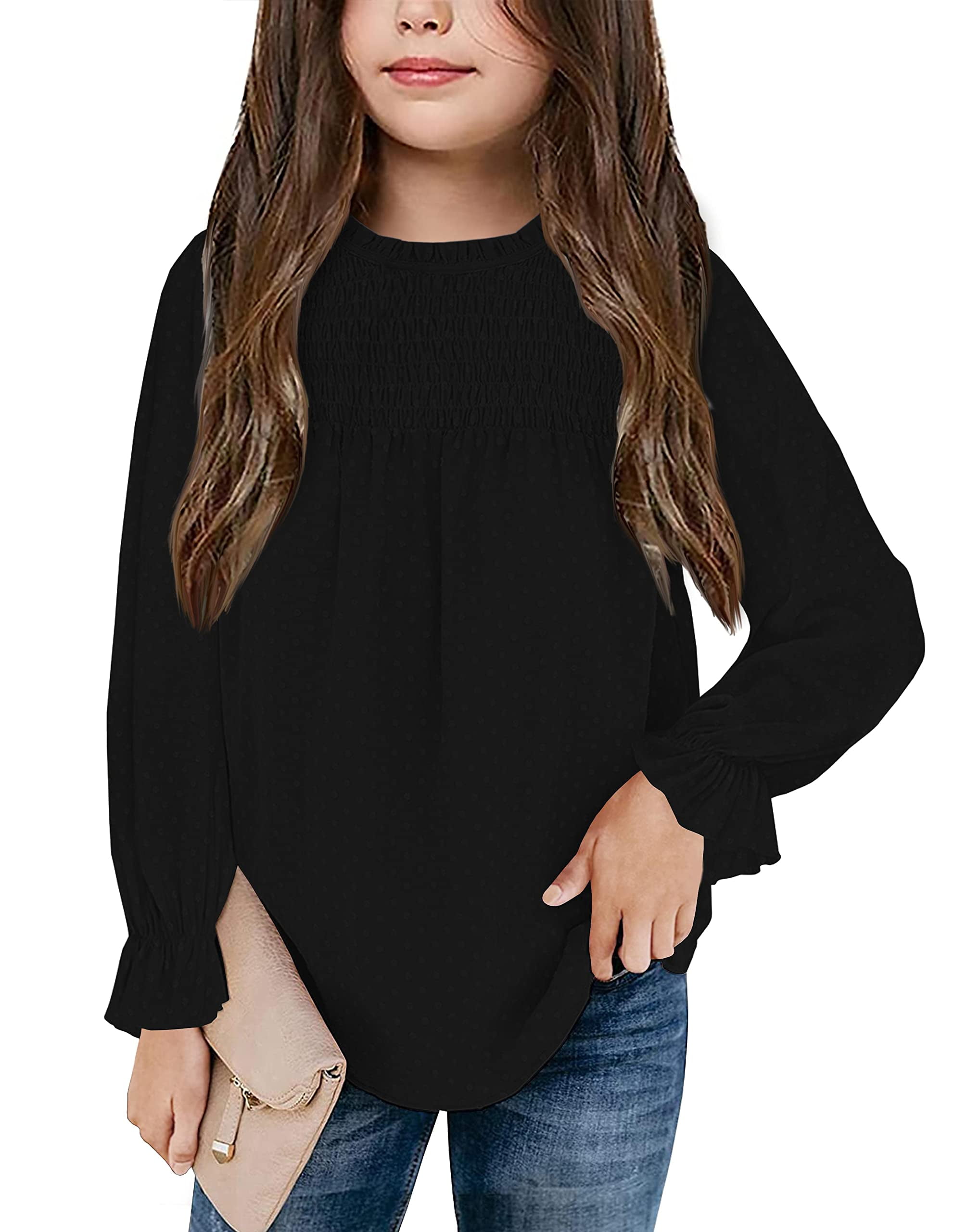 Mafulus Girls Cute Pom Pom Flowy Chiffon Long Sleeve Blouses 416 Years