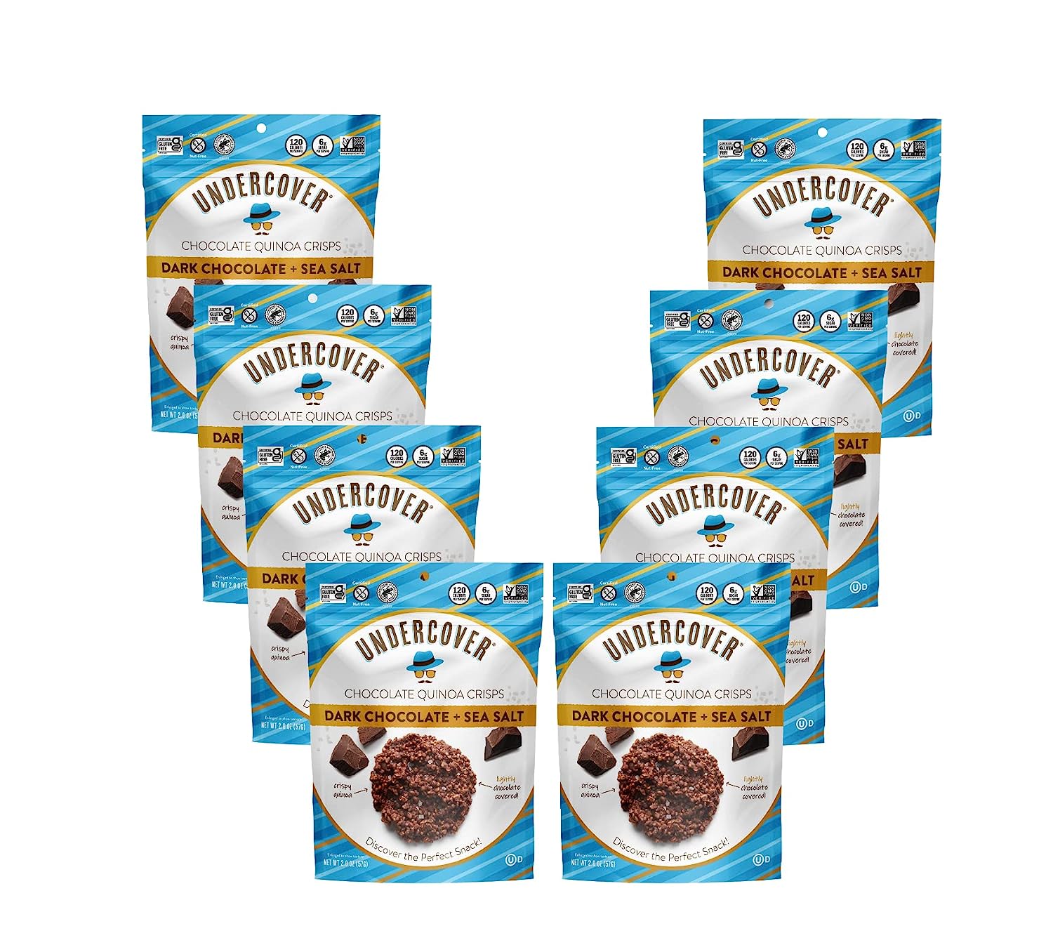 UNDERCOVER CHOCOLATE QUINOA CRISPS DARK CHOCOLATE SEA SALT 8 Pack