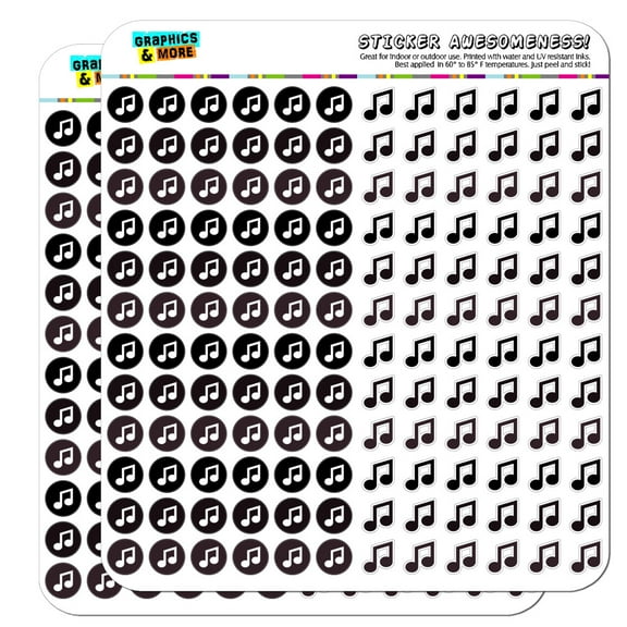 Music Notes Dots Planner Calendar Scrapbooking Crafting Stickers - Black Gray - Opaque