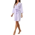 thumbnail image 4 of INSPIRE CHIC Women's Waffle Bathrobe Chenille Soft Kimono Spa & Bath Mid-Length Robes M Purple, 4 of 6