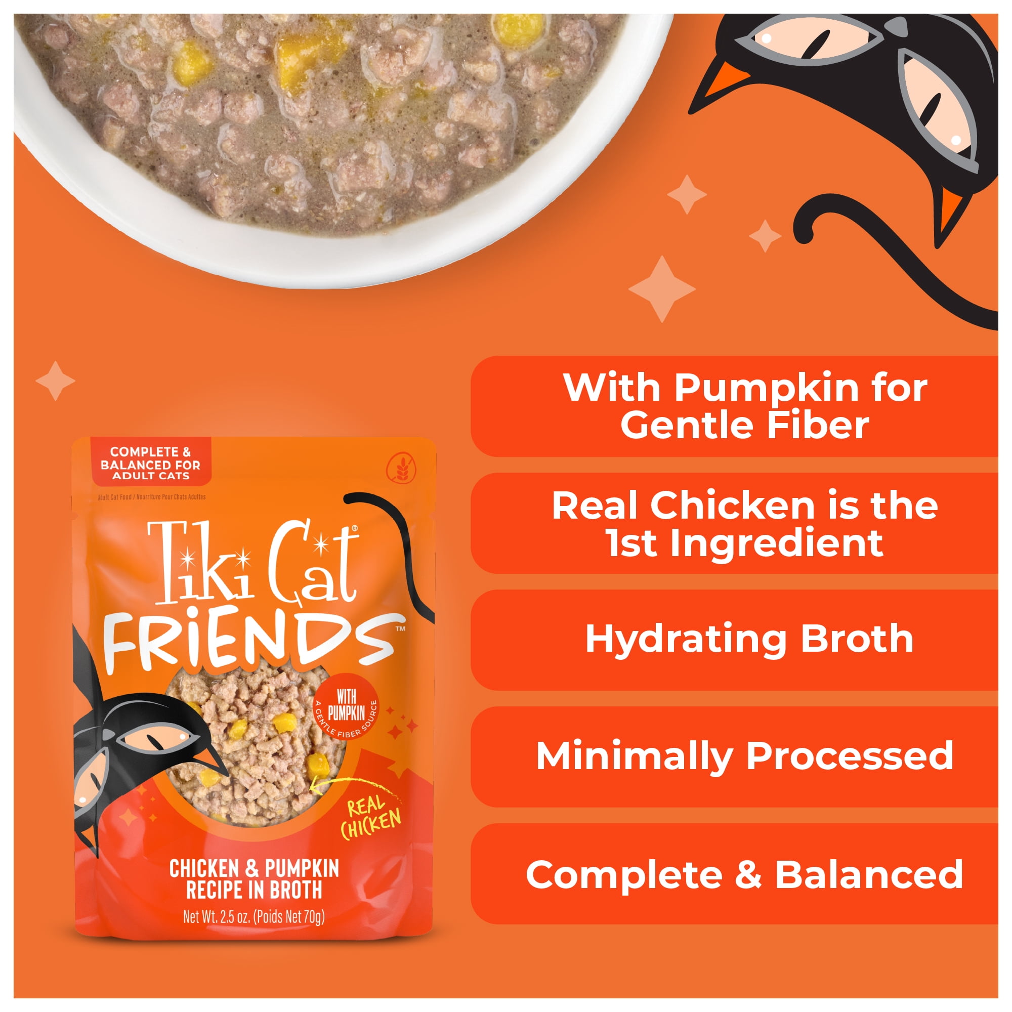 Tiki Cat Friends Wet Cat Food, Chicken & Pumpkin, 2.5 oz. Pouch